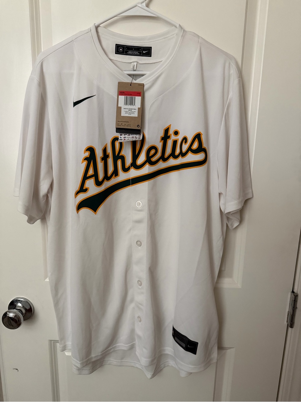 Oakland Athletics Home White Nike Engineered Replica Jersey Mens Size Large